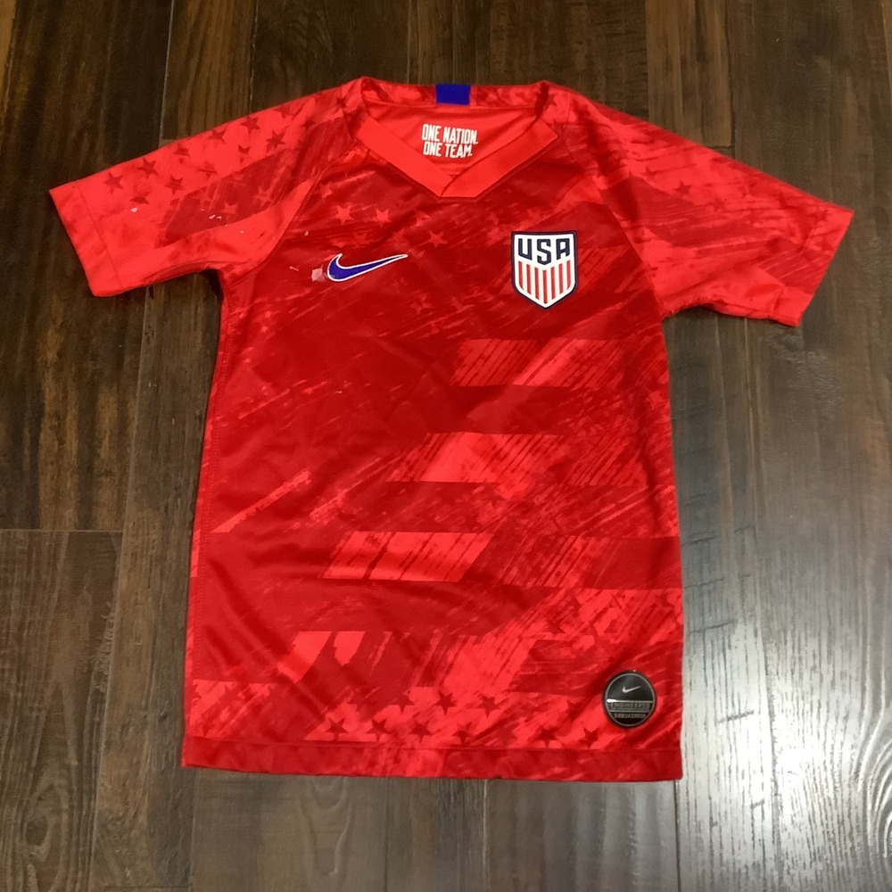 Nike US Soccer Jersey Kids Small Red Dri-FIT USA National Team One Nation Shirt